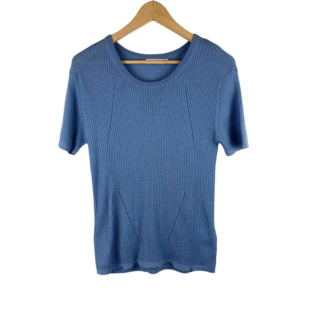 J. Lindeberg Men's Small Misha Light Rib Merino Wool Short Sleeve Knit Top